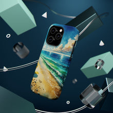 DistinctInk Tough Case for Apple iPhone, Compatible with MagSafe Charging - Title: Serene Shoreline: A Beach Oasis