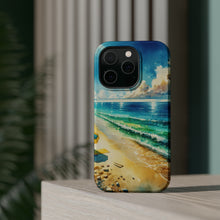 DistinctInk Tough Case for Apple iPhone, Compatible with MagSafe Charging - Title: Serene Shoreline: A Beach Oasis