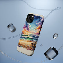 DistinctInk Tough Case for Apple iPhone, Compatible with MagSafe Charging - "Tranquil Sunset Beach with Palm Tree"