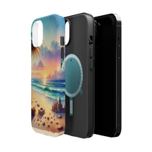 DistinctInk Tough Case for Apple iPhone, Compatible with MagSafe Charging - "A Serene Sunset on an Empty Beach"