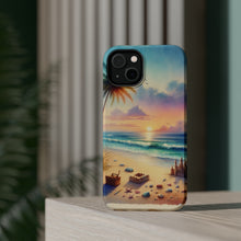 DistinctInk Tough Case for Apple iPhone, Compatible with MagSafe Charging - "A Serene Sunset on an Empty Beach"