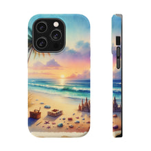 DistinctInk Tough Case for Apple iPhone, Compatible with MagSafe Charging - "A Serene Sunset on an Empty Beach"