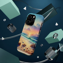 DistinctInk Tough Case for Apple iPhone, Compatible with MagSafe Charging - "A Serene Sunset on an Empty Beach"