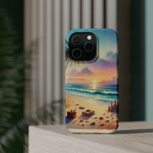 DistinctInk Tough Case for Apple iPhone, Compatible with MagSafe Charging - "A Serene Sunset on an Empty Beach"
