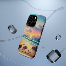 DistinctInk Tough Case for Apple iPhone, Compatible with MagSafe Charging - "A Serene Sunset on an Empty Beach"