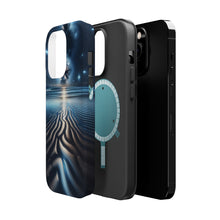 DistinctInk Tough Case for Apple iPhone, Compatible with MagSafe Charging - "Radiant Shimmer: Celestial Patterns on Ocean"