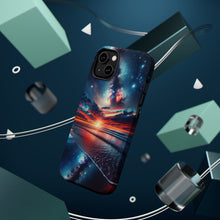 DistinctInk Tough Case for Apple iPhone, Compatible with MagSafe Charging - "Suspended in Cosmic Beauty: Ocean Sunset"