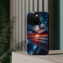 DistinctInk Tough Case for Apple iPhone, Compatible with MagSafe Charging - "Suspended in Cosmic Beauty: Ocean Sunset"