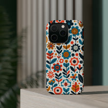 DistinctInk Tough Case for Apple iPhone, Compatible with MagSafe Charging - "Infinite Whimsical Cartoon Flower Harmony"