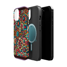 DistinctInk Tough Case for Apple iPhone, Compatible with MagSafe Charging - "Whimsical Garden: A Kaleidoscope of Blooms"