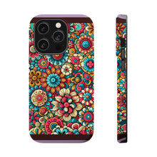 DistinctInk Tough Case for Apple iPhone, Compatible with MagSafe Charging - "Whimsical Garden: A Kaleidoscope of Blooms"