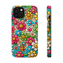 DistinctInk Tough Case for Apple iPhone, Compatible with MagSafe Charging - "Cheerful Smilin' Flowers: A Delightful Pattern"