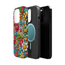 DistinctInk Tough Case for Apple iPhone, Compatible with MagSafe Charging - "Cheerful Smilin' Flowers: A Delightful Pattern"