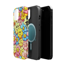 DistinctInk Tough Case for Apple iPhone, Compatible with MagSafe Charging - "Bursting Petals: A Joyful Cartoon Floral Pattern"