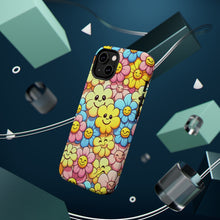 DistinctInk Tough Case for Apple iPhone, Compatible with MagSafe Charging - "Bursting Petals: A Joyful Cartoon Floral Pattern"