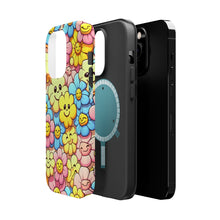 DistinctInk Tough Case for Apple iPhone, Compatible with MagSafe Charging - "Bursting Petals: A Joyful Cartoon Floral Pattern"