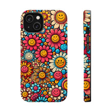 DistinctInk Tough Case for Apple iPhone, Compatible with MagSafe Charging - "Smiling Cartoon Flowers: A Vibrant Pattern"