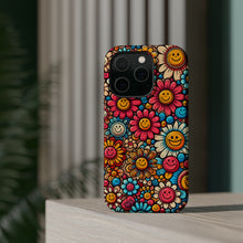 DistinctInk Tough Case for Apple iPhone, Compatible with MagSafe Charging - "Smiling Cartoon Flowers: A Vibrant Pattern"