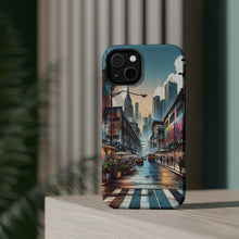 DistinctInk Tough Case for Apple iPhone, Compatible with MagSafe Charging - "Bursts of Color: Vibrant Street Art Masterpiece"