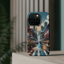 DistinctInk Tough Case for Apple iPhone, Compatible with MagSafe Charging - "Bursts of Color: Vibrant Street Art Masterpiece"