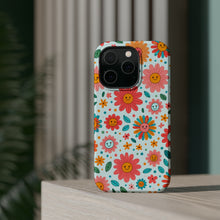 DistinctInk Tough Case for Apple iPhone, Compatible with MagSafe Charging - Title: "Smile Blossom: A Whimsical Floral Delight"