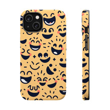 DistinctInk Tough Case for Apple iPhone, Compatible with MagSafe Charging - "Beaming Smiles: A Joyful Cartoon Pattern"