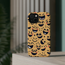 DistinctInk Tough Case for Apple iPhone, Compatible with MagSafe Charging - "Beaming Smiles: A Joyful Cartoon Pattern"