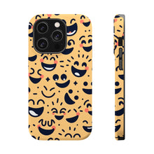 DistinctInk Tough Case for Apple iPhone, Compatible with MagSafe Charging - "Beaming Smiles: A Joyful Cartoon Pattern"