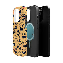 DistinctInk Tough Case for Apple iPhone, Compatible with MagSafe Charging - "Beaming Smiles: A Joyful Cartoon Pattern"