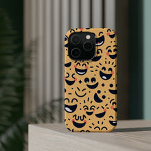 DistinctInk Tough Case for Apple iPhone, Compatible with MagSafe Charging - "Beaming Smiles: A Joyful Cartoon Pattern"