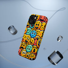 DistinctInk Tough Case for Apple iPhone, Compatible with MagSafe Charging - "Playful Cartoon Smiley Faces Pattern"