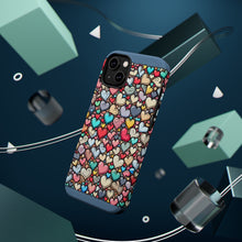 DistinctInk Tough Case for Apple iPhone, Compatible with MagSafe Charging - "Playful Hearts: A Joyful Unity of Colors"
