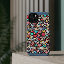 DistinctInk Tough Case for Apple iPhone, Compatible with MagSafe Charging - "Playful Hearts: A Joyful Unity of Colors"