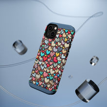 DistinctInk Tough Case for Apple iPhone, Compatible with MagSafe Charging - "Playful Hearts: A Joyful Unity of Colors"