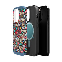 DistinctInk Tough Case for Apple iPhone, Compatible with MagSafe Charging - "Playful Hearts: A Joyful Unity of Colors"