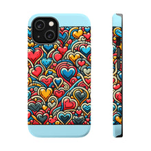 DistinctInk Tough Case for Apple iPhone, Compatible with MagSafe Charging - "Heartful Whimsy: A Playful Pattern of Love"