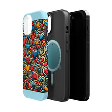 DistinctInk Tough Case for Apple iPhone, Compatible with MagSafe Charging - "Heartful Whimsy: A Playful Pattern of Love"