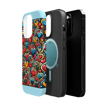 DistinctInk Tough Case for Apple iPhone, Compatible with MagSafe Charging - "Heartful Whimsy: A Playful Pattern of Love"