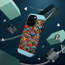 DistinctInk Tough Case for Apple iPhone, Compatible with MagSafe Charging - "Heartful Whimsy: A Playful Pattern of Love"