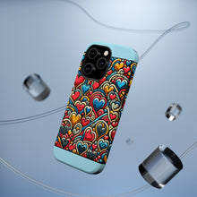 DistinctInk Tough Case for Apple iPhone, Compatible with MagSafe Charging - "Heartful Whimsy: A Playful Pattern of Love"