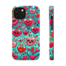 DistinctInk Tough Case for Apple iPhone, Compatible with MagSafe Charging - "Joyful Symphony: A Lively Cartoon Heart Pattern"
