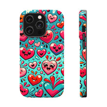 DistinctInk Tough Case for Apple iPhone, Compatible with MagSafe Charging - "Joyful Symphony: A Lively Cartoon Heart Pattern"
