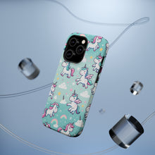 DistinctInk Tough Case for Apple iPhone, Compatible with MagSafe Charging - Enchanting Whimsy: Dancing Unicorns and Stardust