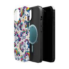 DistinctInk Tough Case for Apple iPhone, Compatible with MagSafe Charging - "Enchanting Stream of Playful Unicorns"