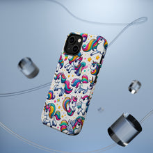 DistinctInk Tough Case for Apple iPhone, Compatible with MagSafe Charging - "Enchanting Stream of Playful Unicorns"