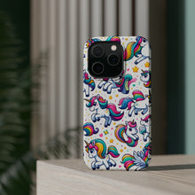 DistinctInk Tough Case for Apple iPhone, Compatible with MagSafe Charging - "Enchanting Stream of Playful Unicorns"