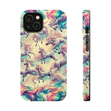 DistinctInk Tough Case for Apple iPhone, Compatible with MagSafe Charging - "Enchanting Unicorn Prance: A Majestic Rainbow Pattern"