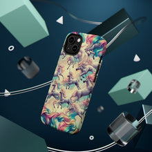 DistinctInk Tough Case for Apple iPhone, Compatible with MagSafe Charging - "Enchanting Unicorn Prance: A Majestic Rainbow Pattern"