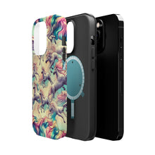 DistinctInk Tough Case for Apple iPhone, Compatible with MagSafe Charging - "Enchanting Unicorn Prance: A Majestic Rainbow Pattern"