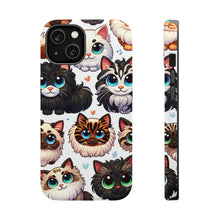 DistinctInk Tough Case for Apple iPhone, Compatible with MagSafe Charging - "Whimsical Array: Playful Cartoon Cats Pattern"